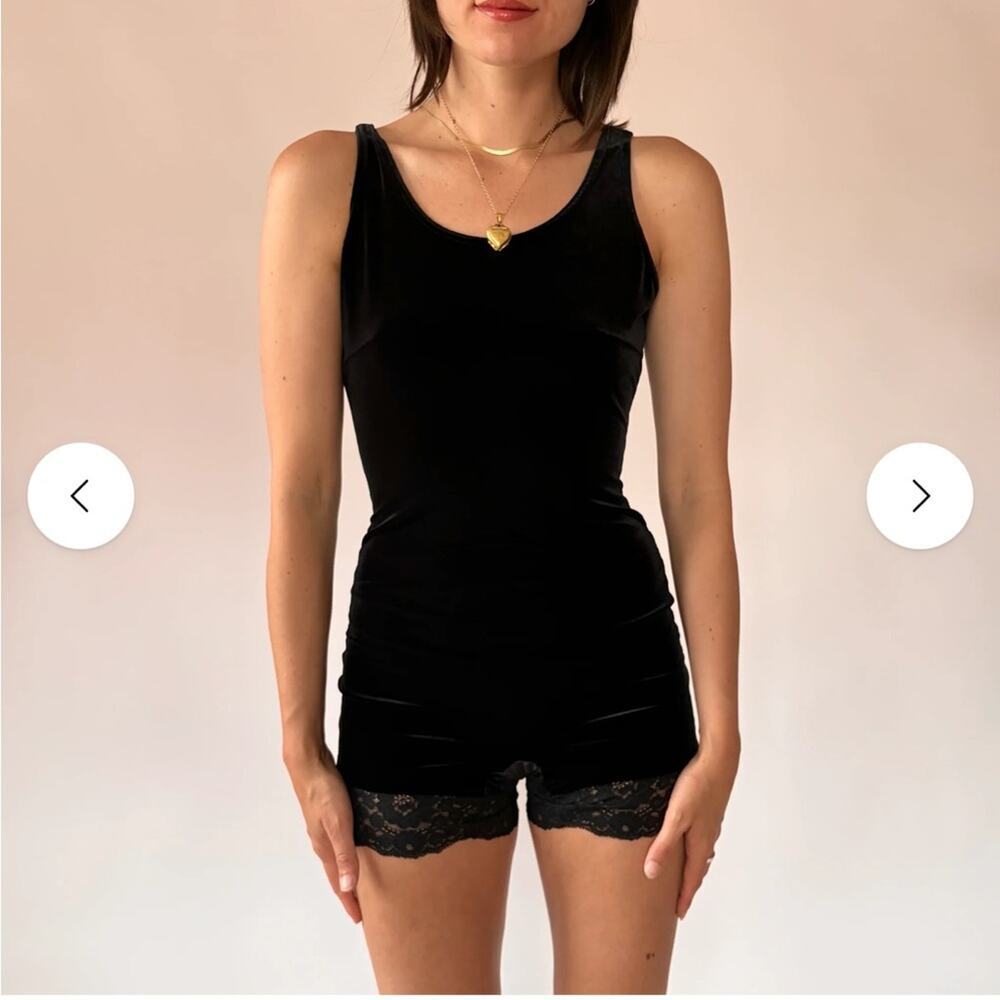 Victoria’s Secret Black Velvet Sleeveless Bodysuit